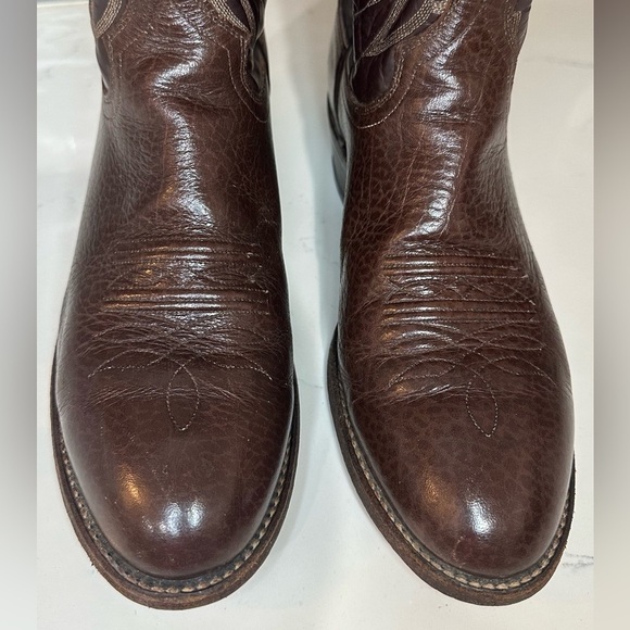 Vintage Dan Post Leather Brown Cowboy Boots Size 10D - Picture 3 of 16